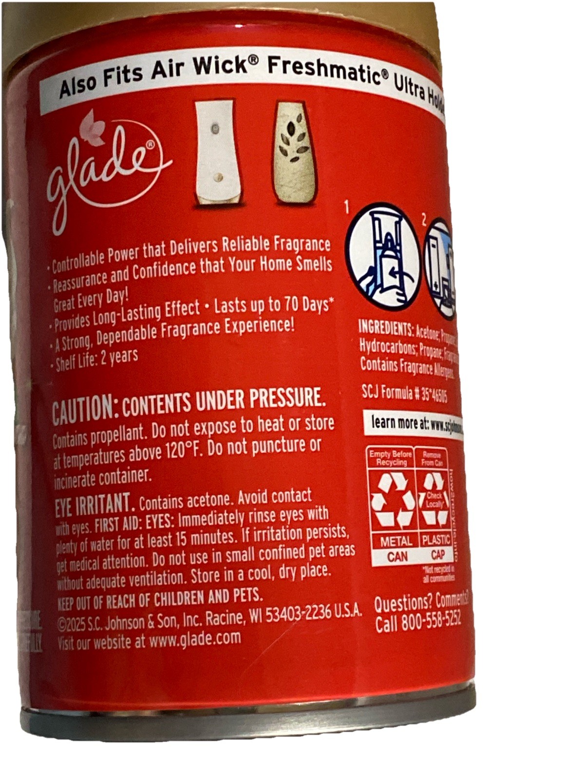 New 2025 Limited Edition Glade Candy Cane Crush & Vanilla Automatic Spray Refill