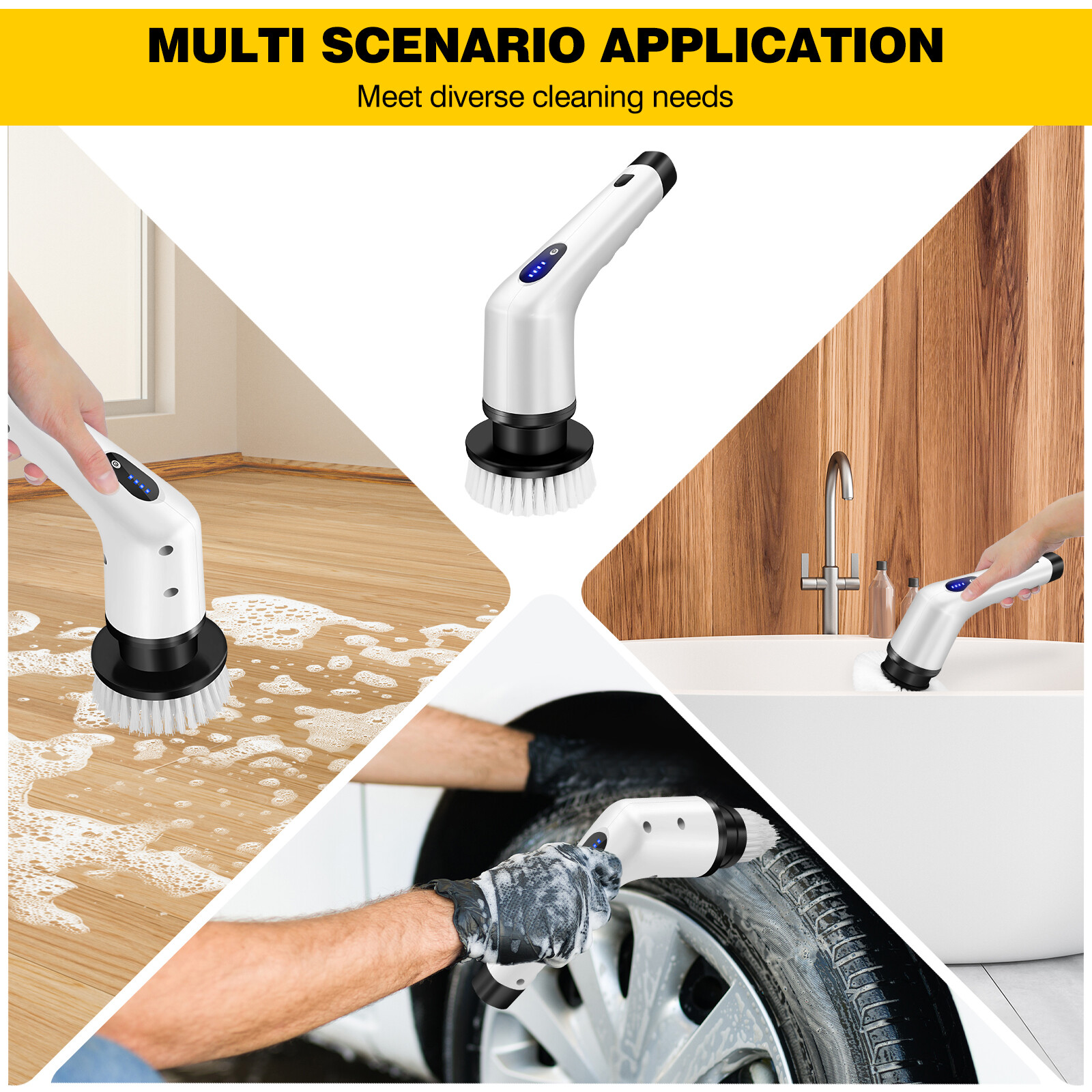 3 in 1 Electric Cleaning Brush Handheld Kitchen Cleaner Cordless Spin Scrubber