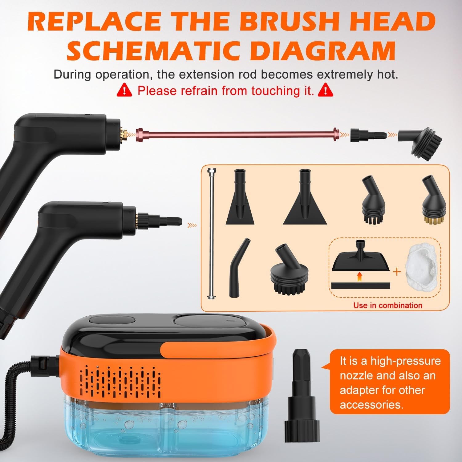 Handle Control Handheld Steam Cleaner High Temp Pressure Cleaning Machine 2500W