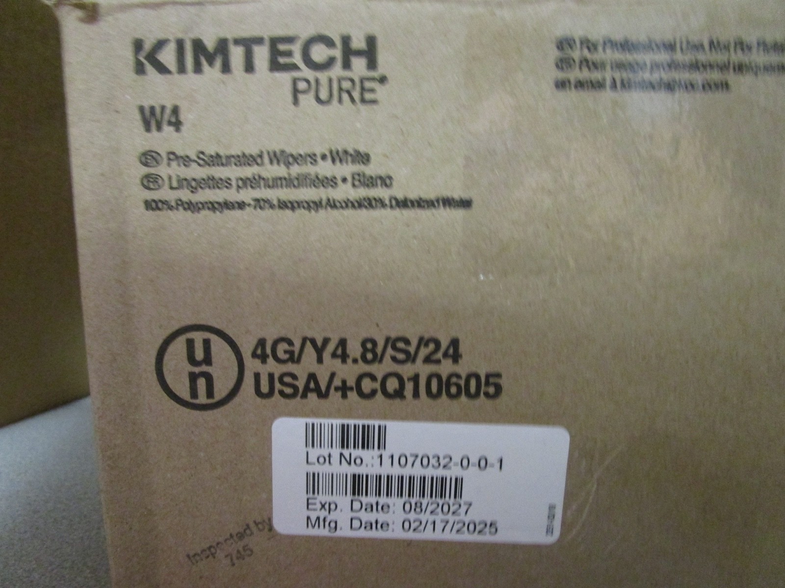KIMTECH PURE W4 WIPES #06070 PreSat Alcohol Wipers – QTY. 400 (40 PER PKG. X 10)