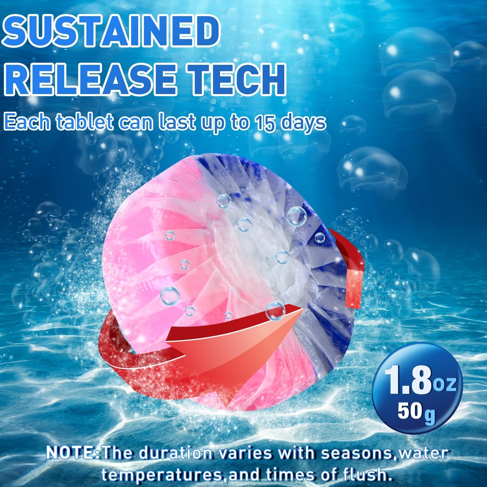 100 Pack Automatic Toilet Cleaner Tablets – Long Lasting Bathroom Tank Tabs (Pin