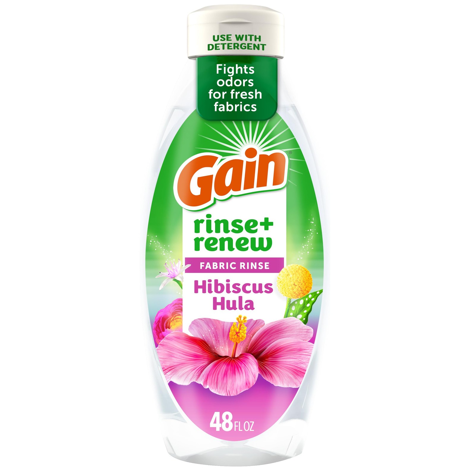Gain Rinse and Renew Fabric Rinse, Hibiscus Hula, 48 fl 48 Fl Oz (Pack of 1)