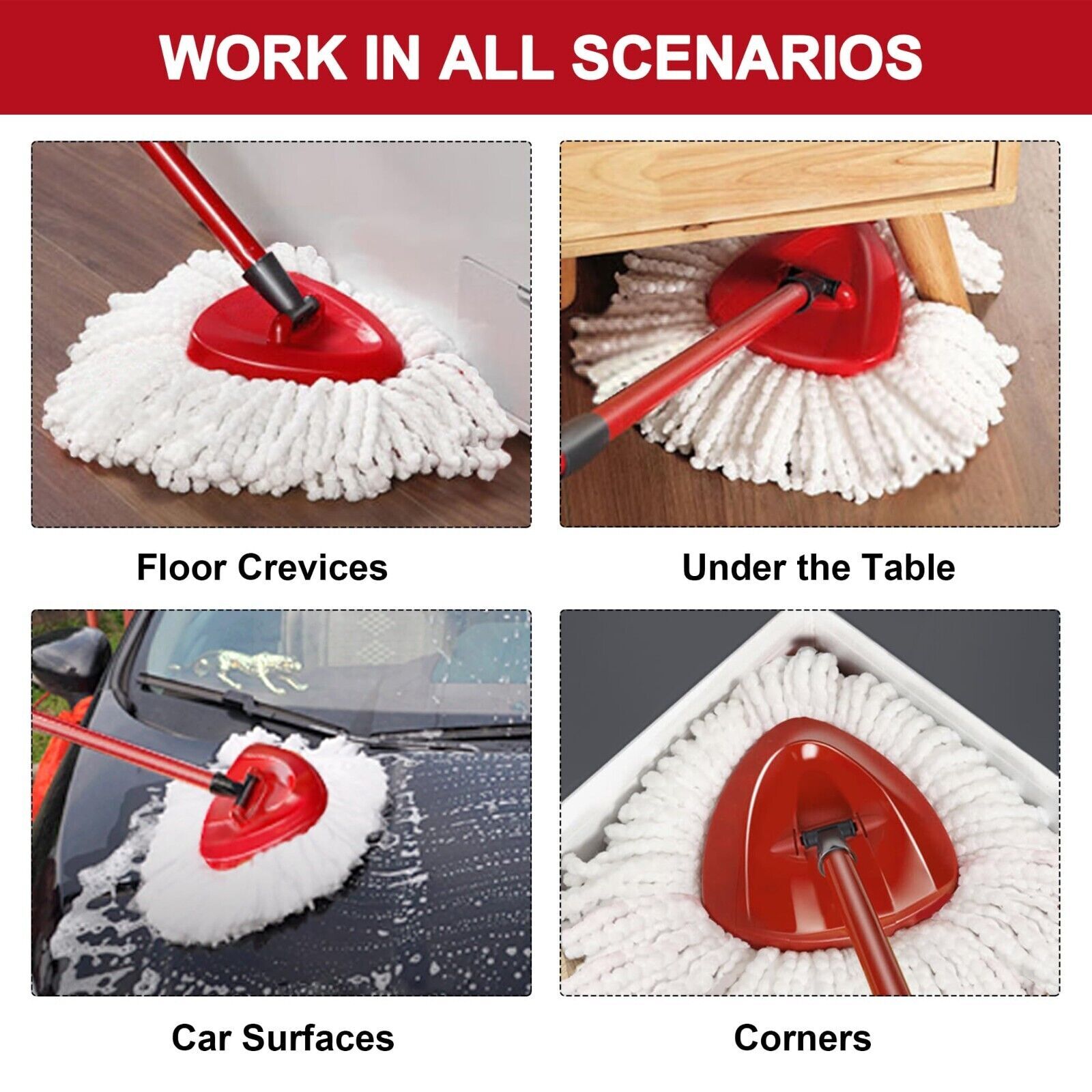 Mop Replace Head, 3 Pack Spin Mop Replacement Head Easywring 1-Tank System, Easy