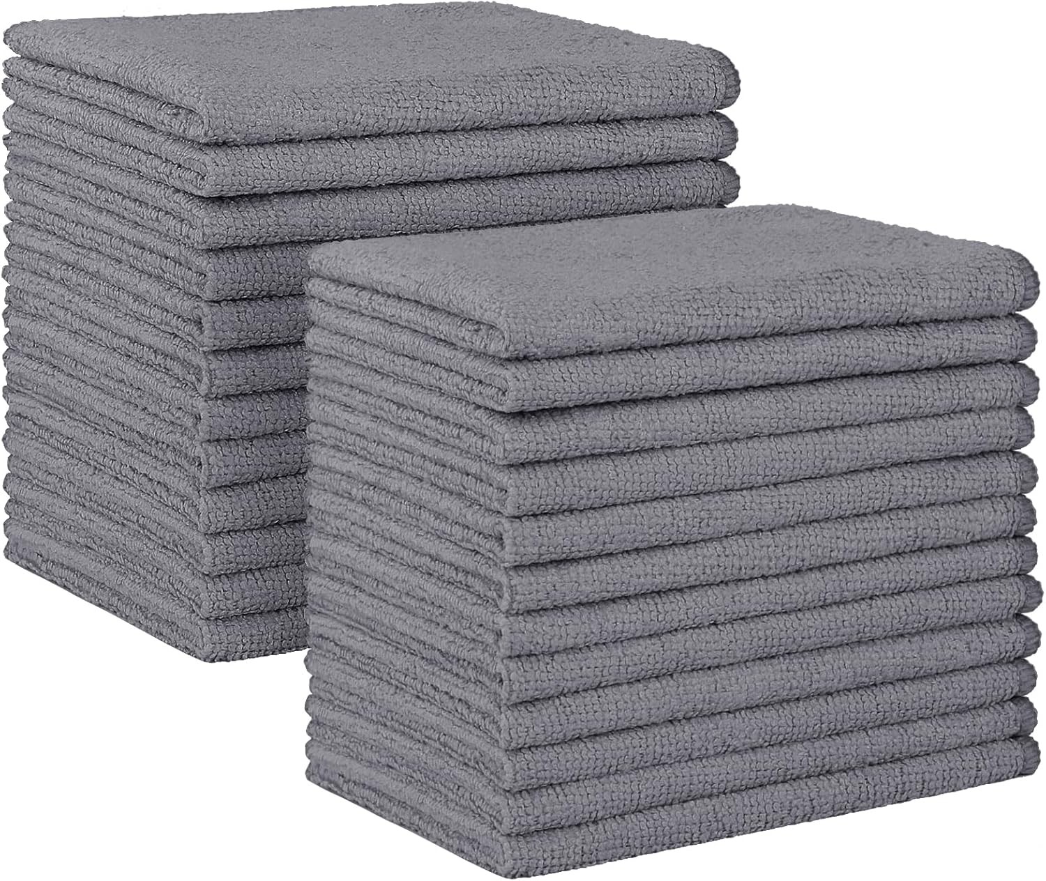 Grey Microfiber Cleaning Cloths, 24 Pack, 12 x 11 Car, Kitchen & House Cleaning