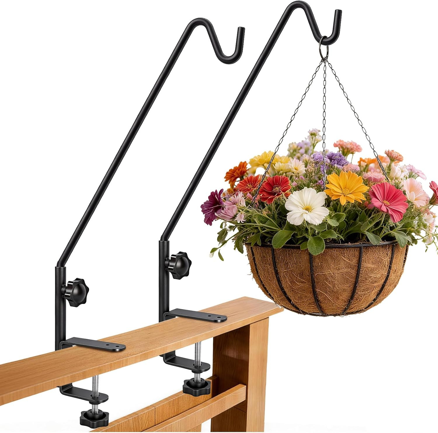 15 Inch Deck Hooks Hanger for Railing 2 Pack, Heavy Duty Shepherds Hooks for Out