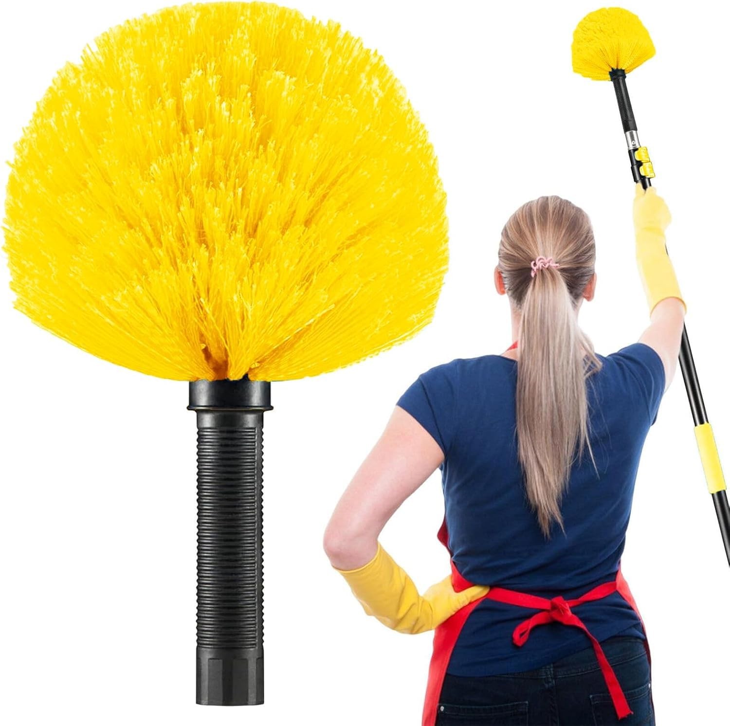 Cobweb Duster Brush Head, Spider Web Cleaning Tool, Indoor & Outdoor Use, Fit…