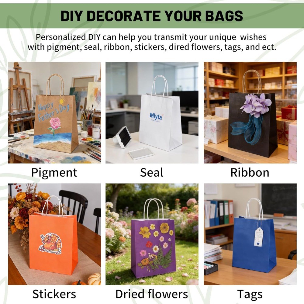 200 Pack Medium Brown Kraft Paper Gift Bags 8×4.75×10 Inch With Handles