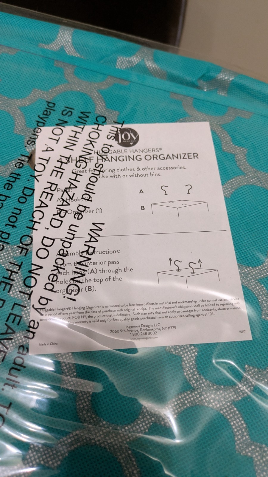 Joy Mangano Huggable Hangers Storage Organizer & Bins Teal Blue Set