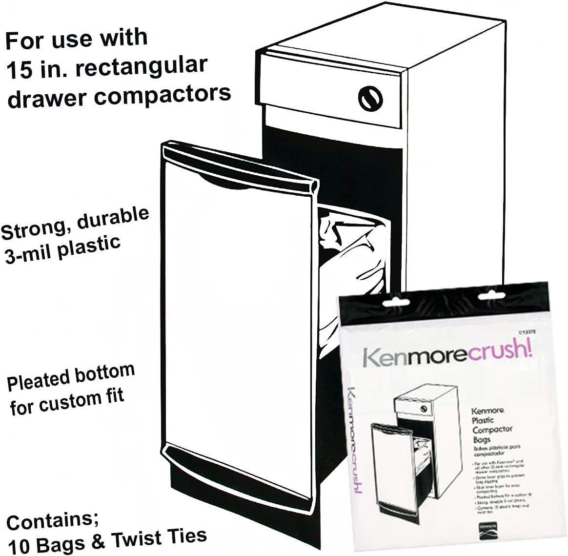 Trash Compactor Bags 15 Inch Capacity Heavy Duty Leak Proof 60 Count