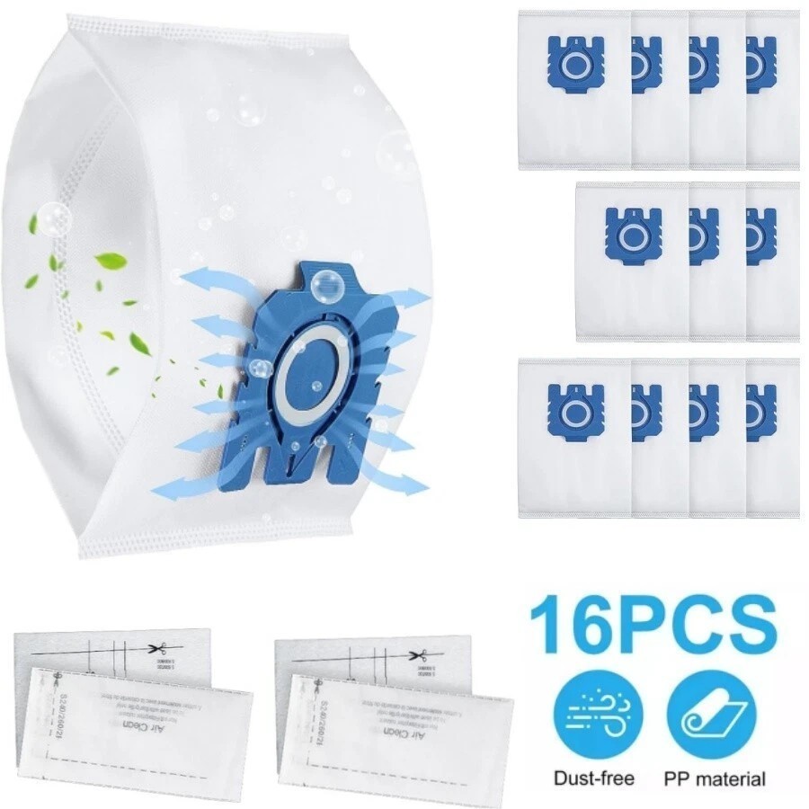 16 Pack Miele AirClean 3D GN Vacuum Cleaner Bags for Miele Vacuum Classic C1