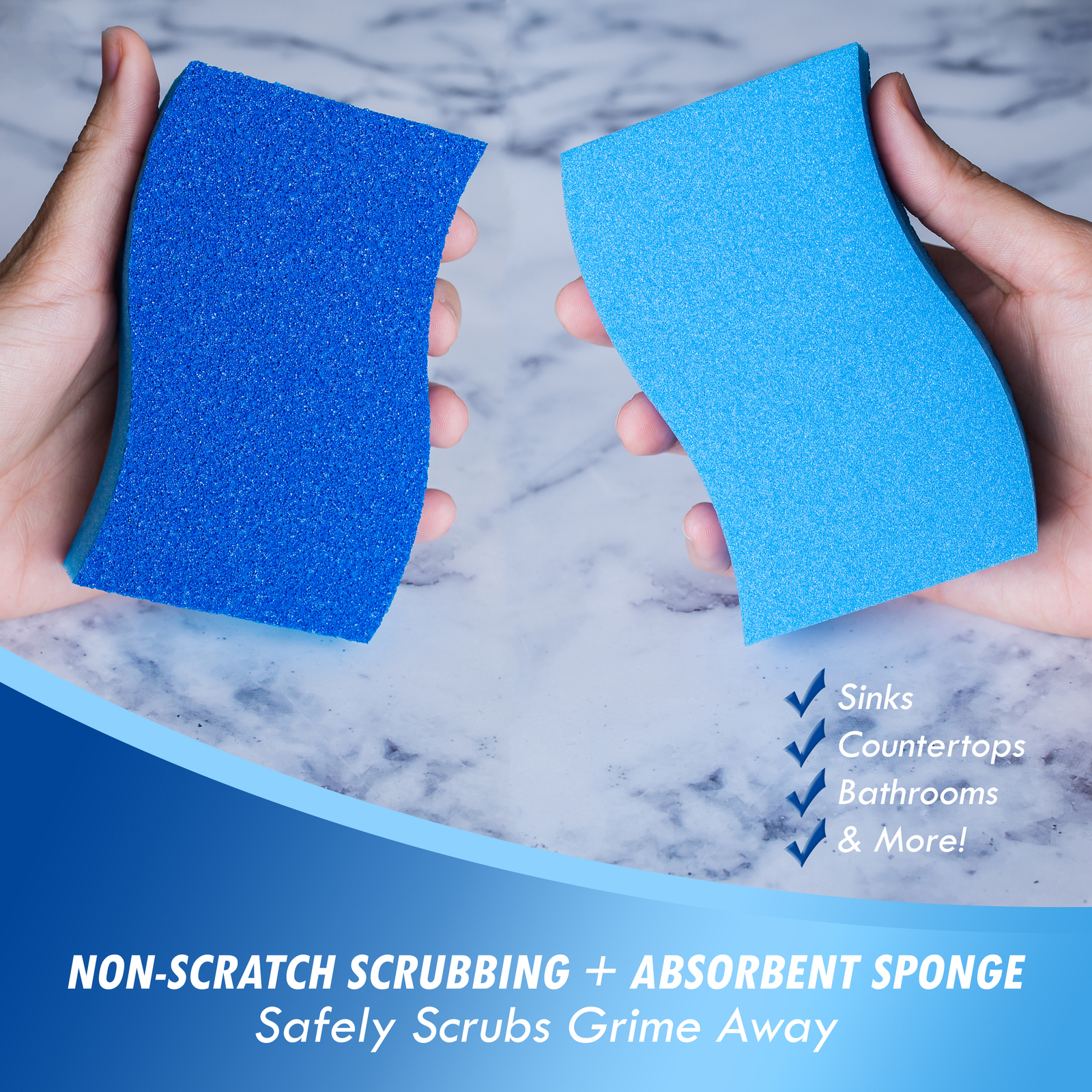 ELITRA Antimicrobial Non-Scratch Scrubber Cleaning Sponge, Pack of 6 – Blue
