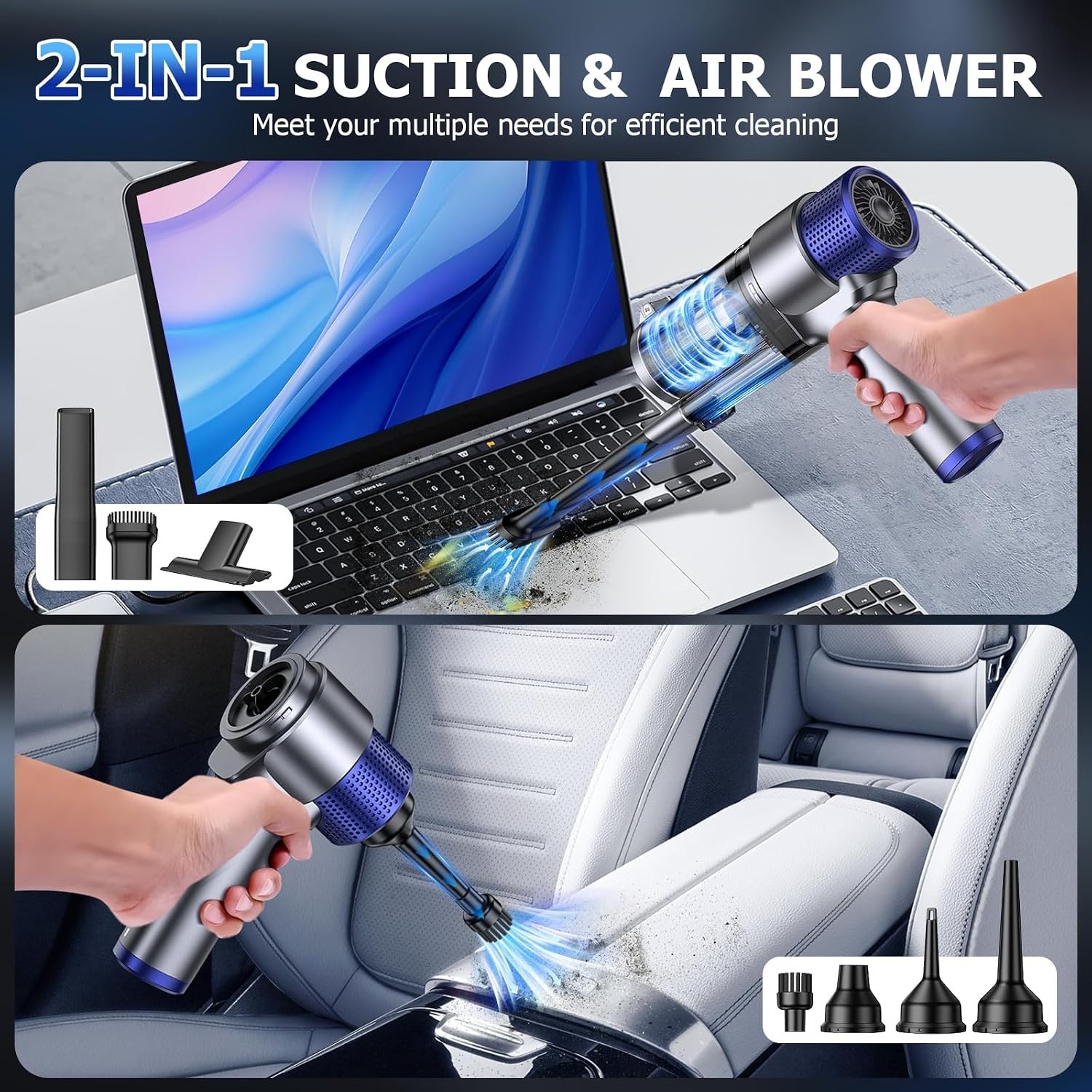 Handheld Car Vacuum Cleaner Cordless, 16000PA Hand Held Vacuum Portable, 2 in…