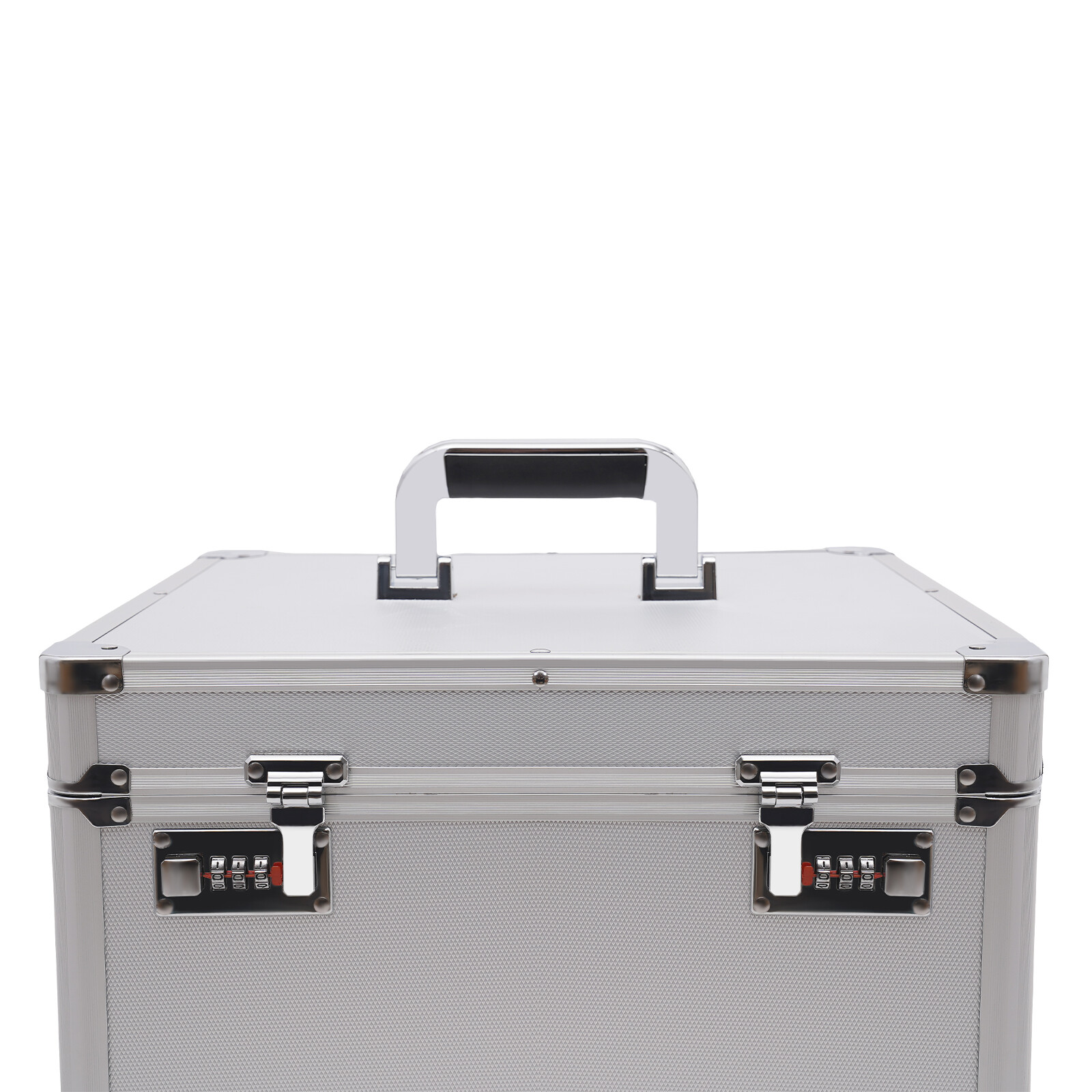 Tabletop Record Vinyl Carry Case Storage Box Locking with 50 Vinyl Record Silver