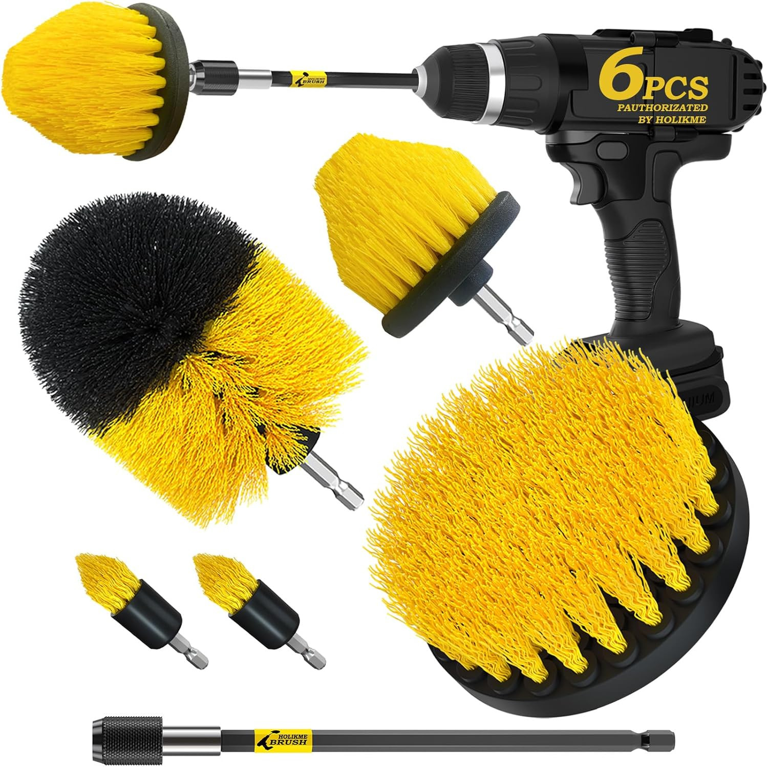 Holikme 6Pack Drill Brush ，Extended Long Attachment Set All Purpose for Crevice