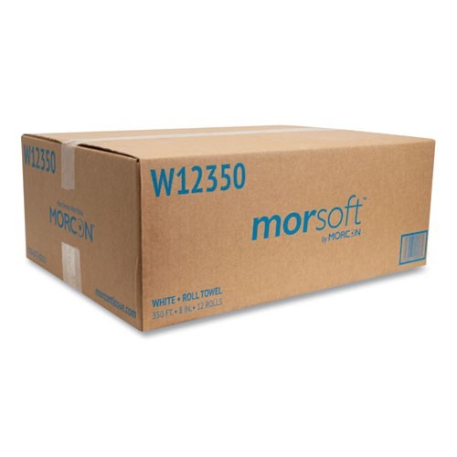 Morcon Morsoft Universal Roll Towels, 1-Ply, 8″ x 350 ft, White, 12 Rolls/Carton