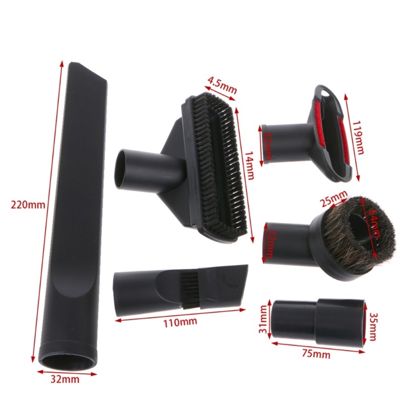 6 In 1 Vacuum Cleaner Brush Nozzle Home Dusting Crevice Stair Tool Kit 32mm 35mm