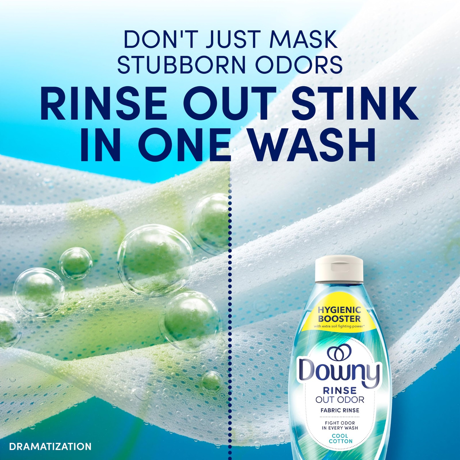 Downy Rinse Laundry Odor Remover, Cool Cotton Scent, 48 48 Fl Oz (Pack of 1)
