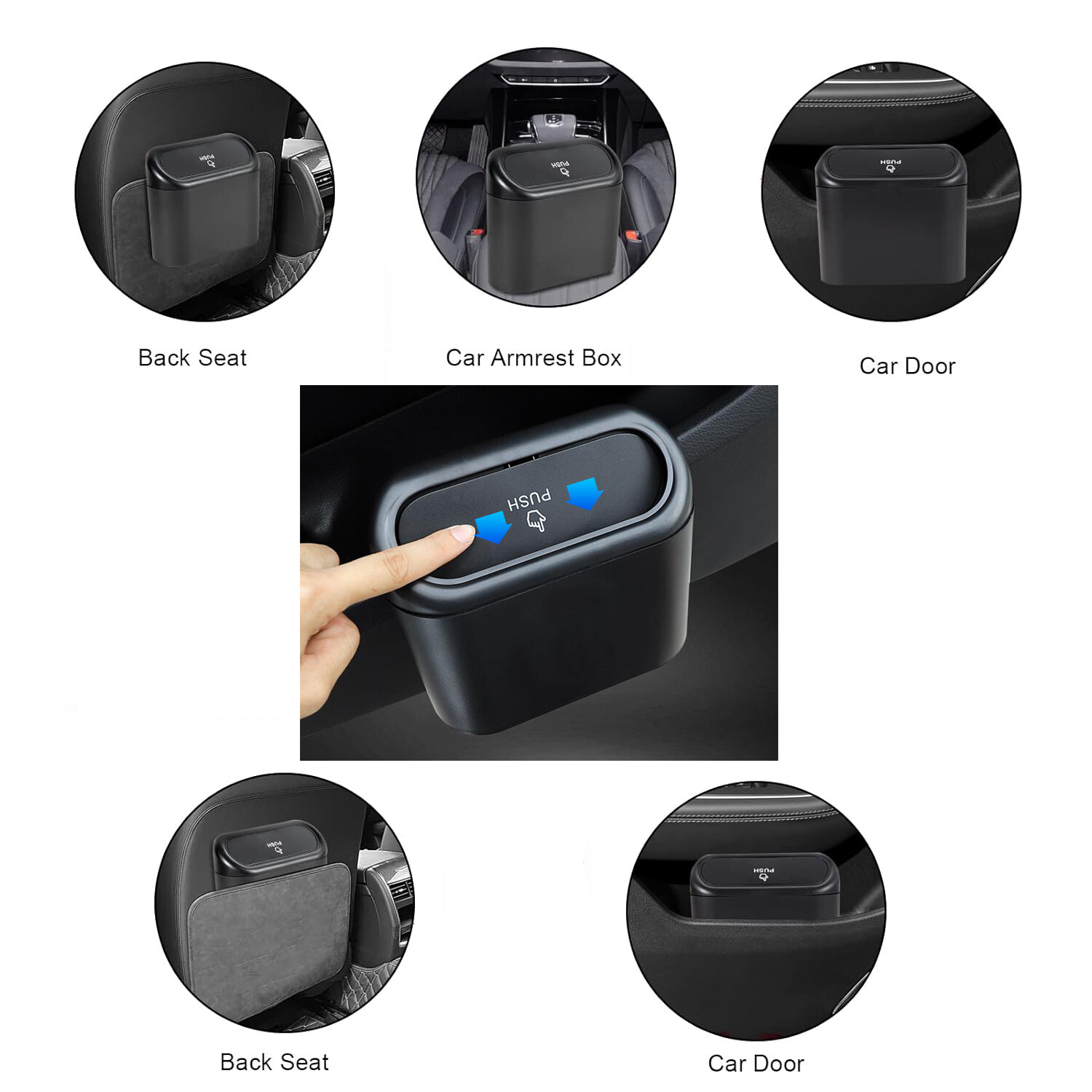 Mini Car Trash Can Bin with Lid and 30pcs Trash Bags Garbage Can Car Accessories