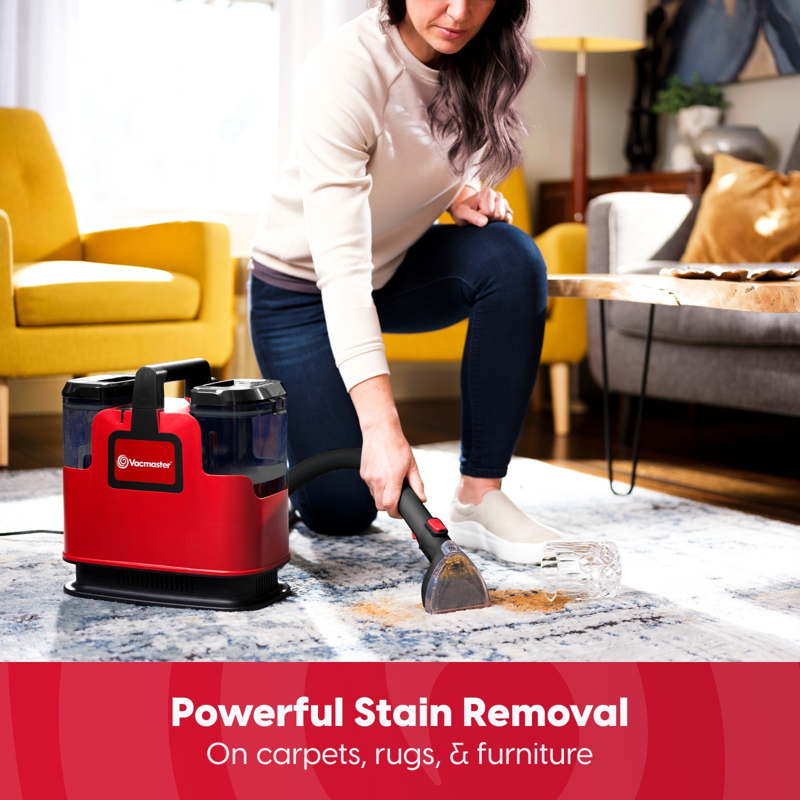 Vacmaster Portable Carpet Upholstery Cleaner, with 15Kpa Suction, Self-Cleaning