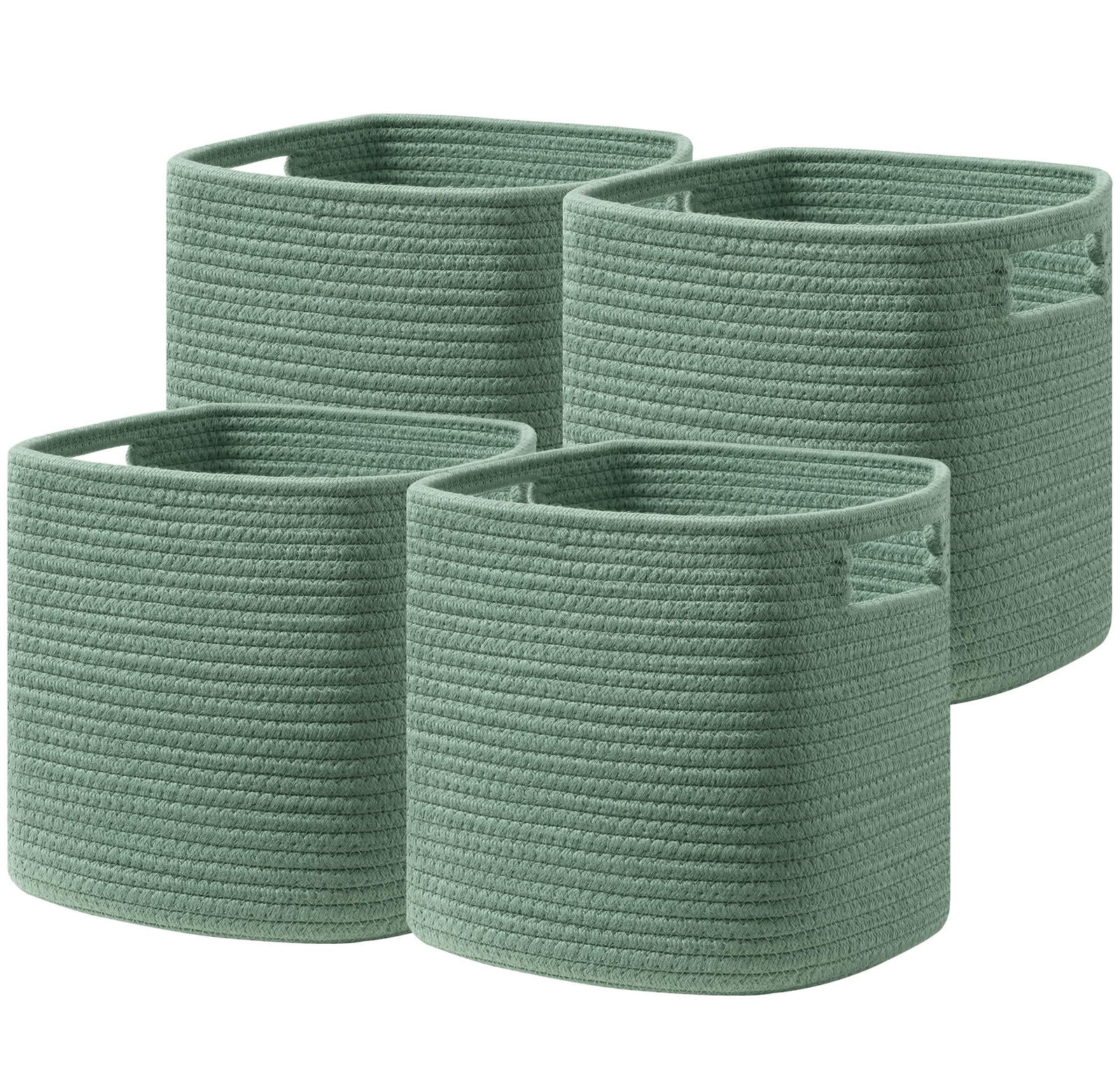 Set Of 4 Storage Basket11 X 10.5 X 10.5 In Cotton Rope Basket For Shelves Toys B