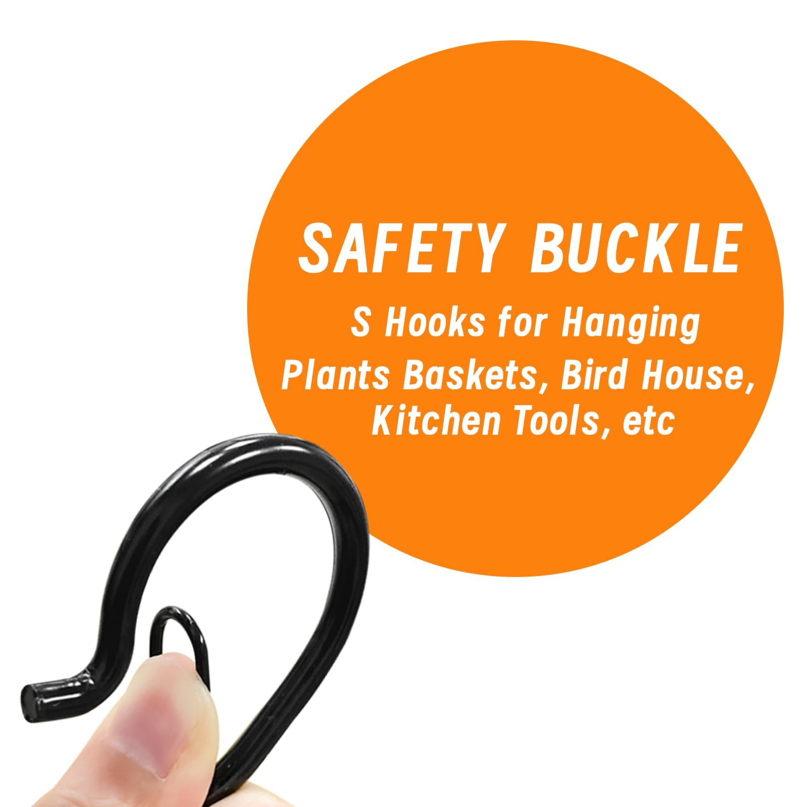 24 PCS S Hooks for Hanging with Safety Buckle, Heavy 3.5 Inch 24 Pcs, Black