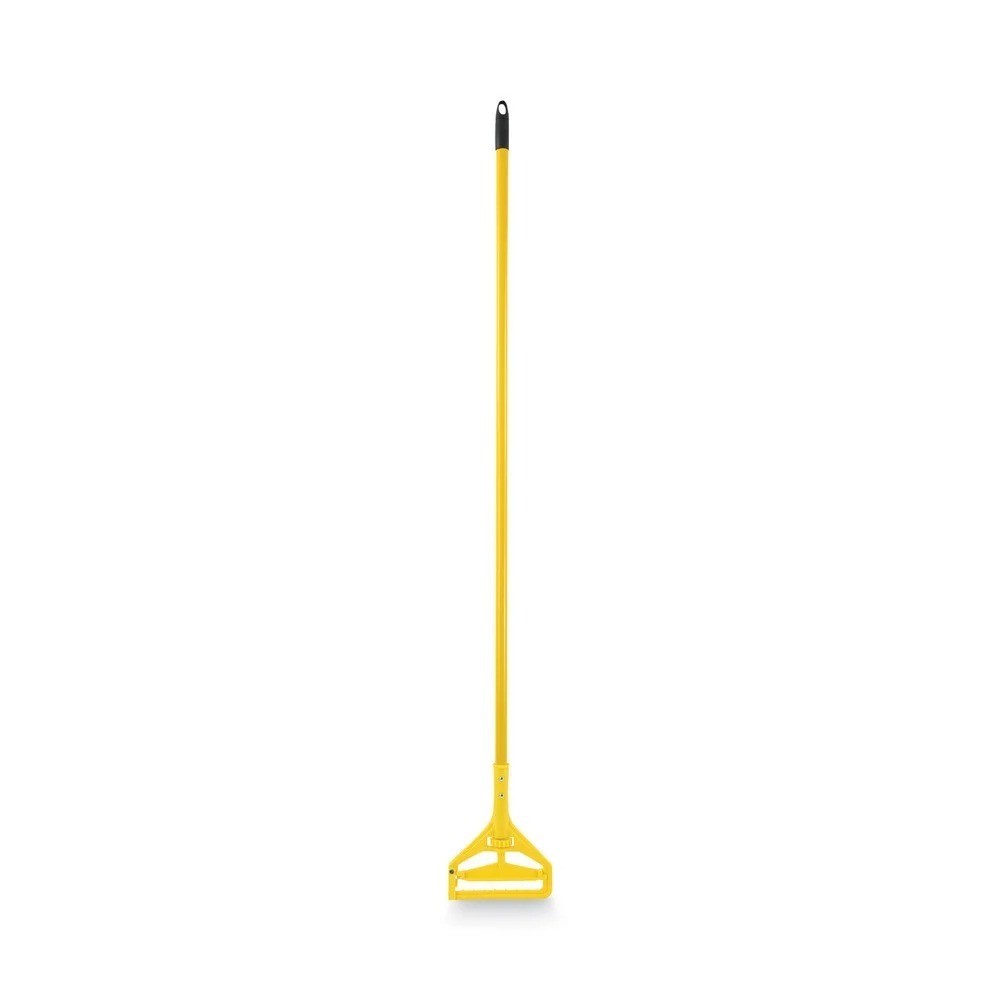 60 inch Quick Change Side-Latch Plastic Mop Head with Aluminum Handle Yellow
