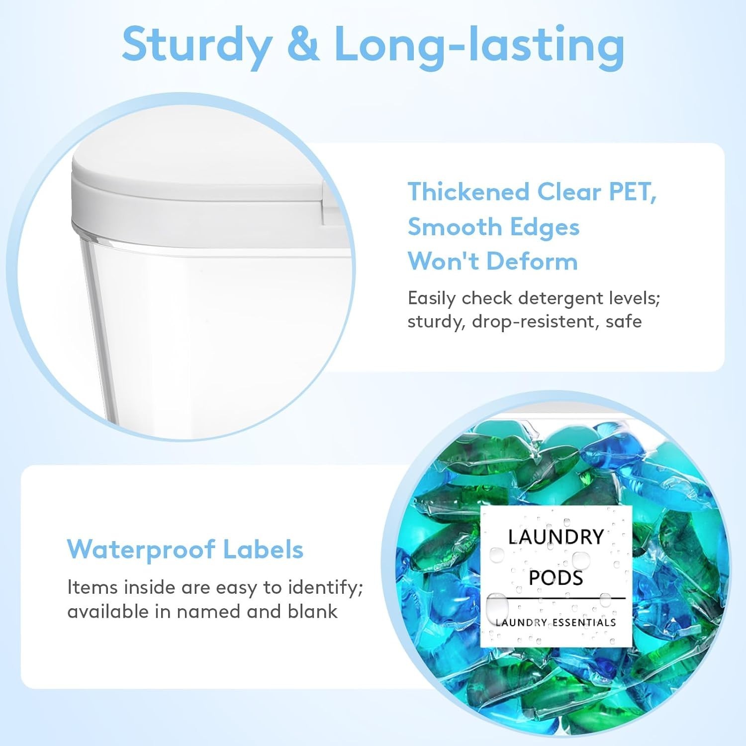 PET Material Laundry Pods Container & Dryer Sheet Holder