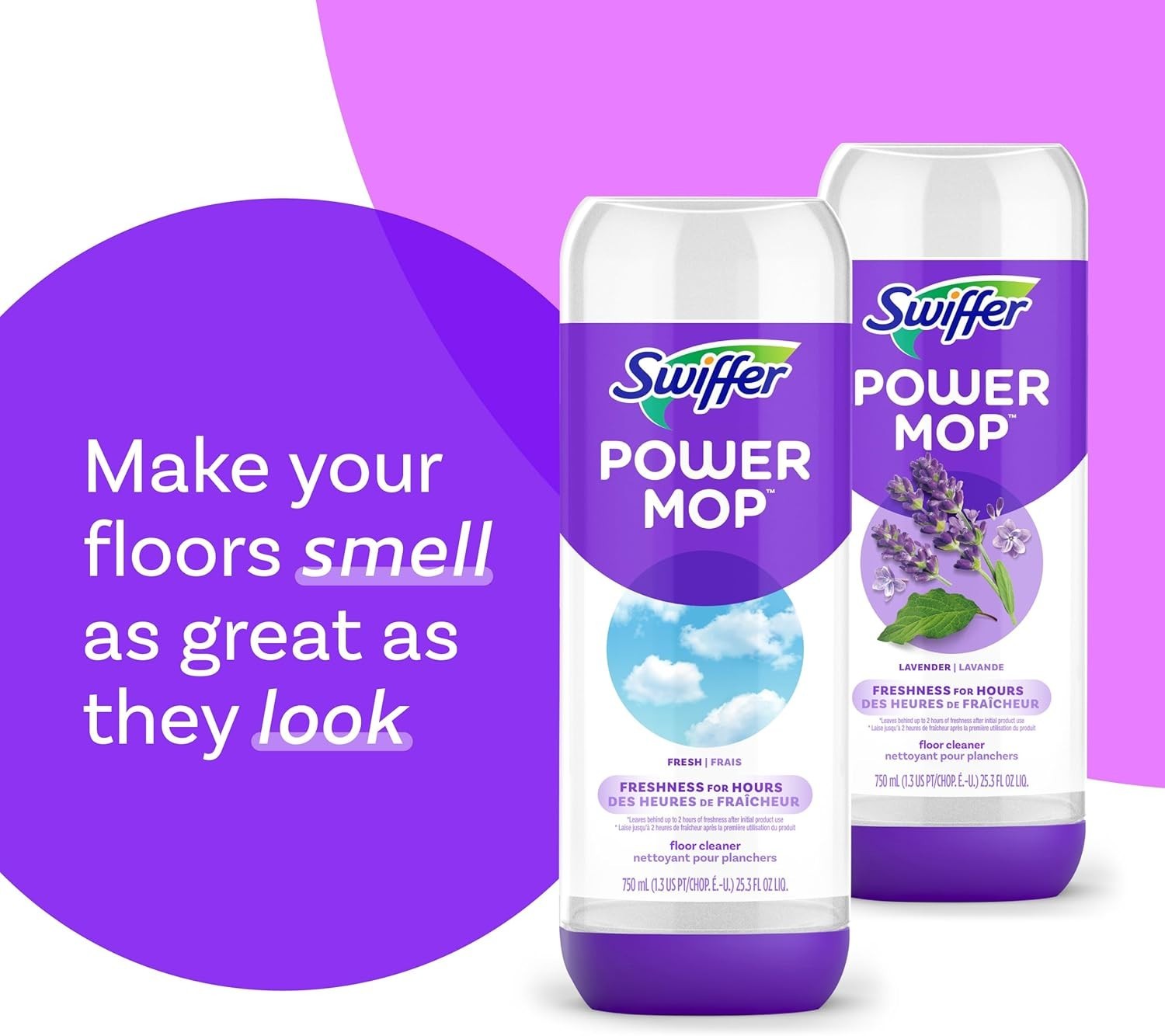 Swiffer Power Mop Floor Cleaning Solution Fresh Scent Floor Cleaner,25.3 oz, 2x.