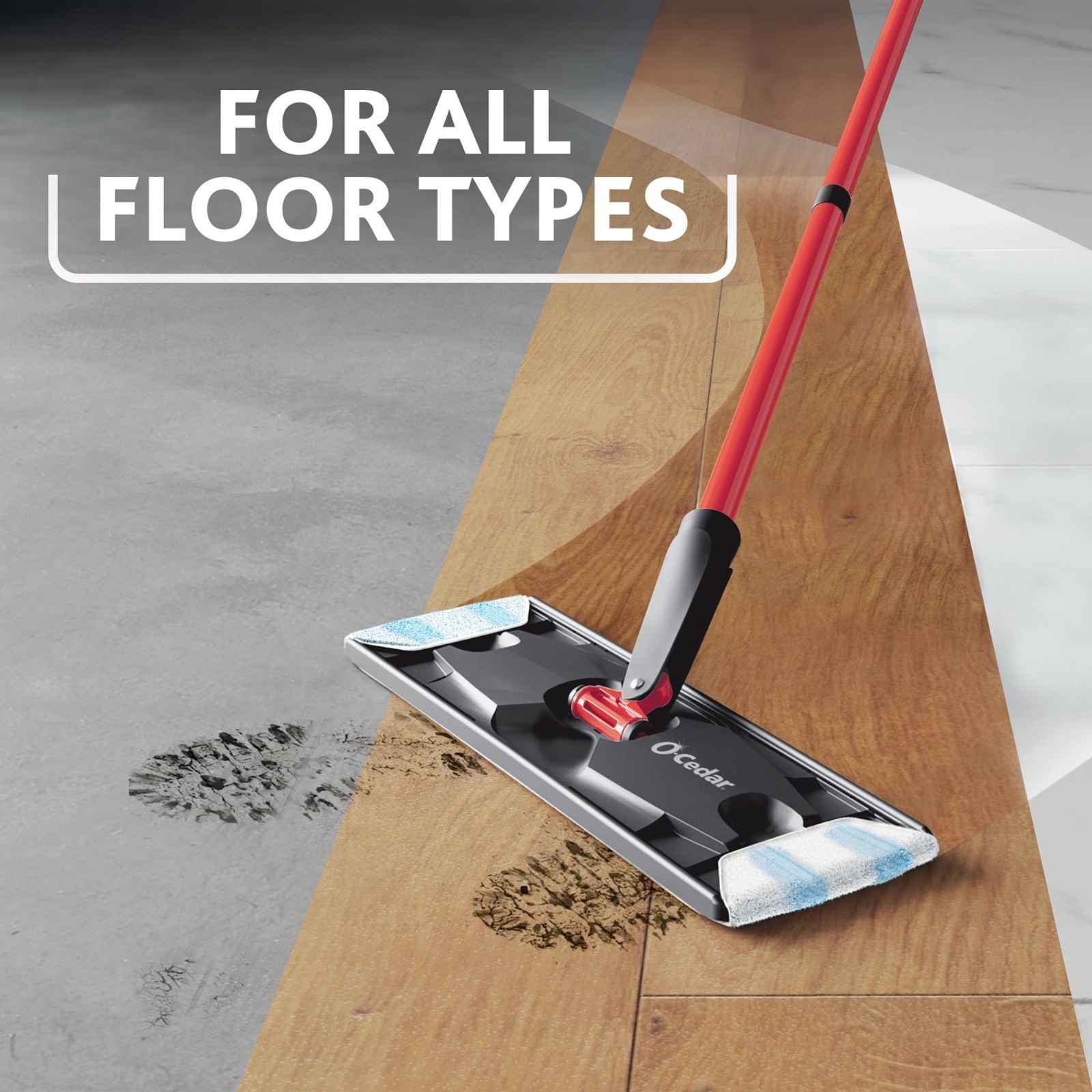O-Cedar H2prO™ Flat Mop System with Dual Tank Design and Reusable Microfiber Pad