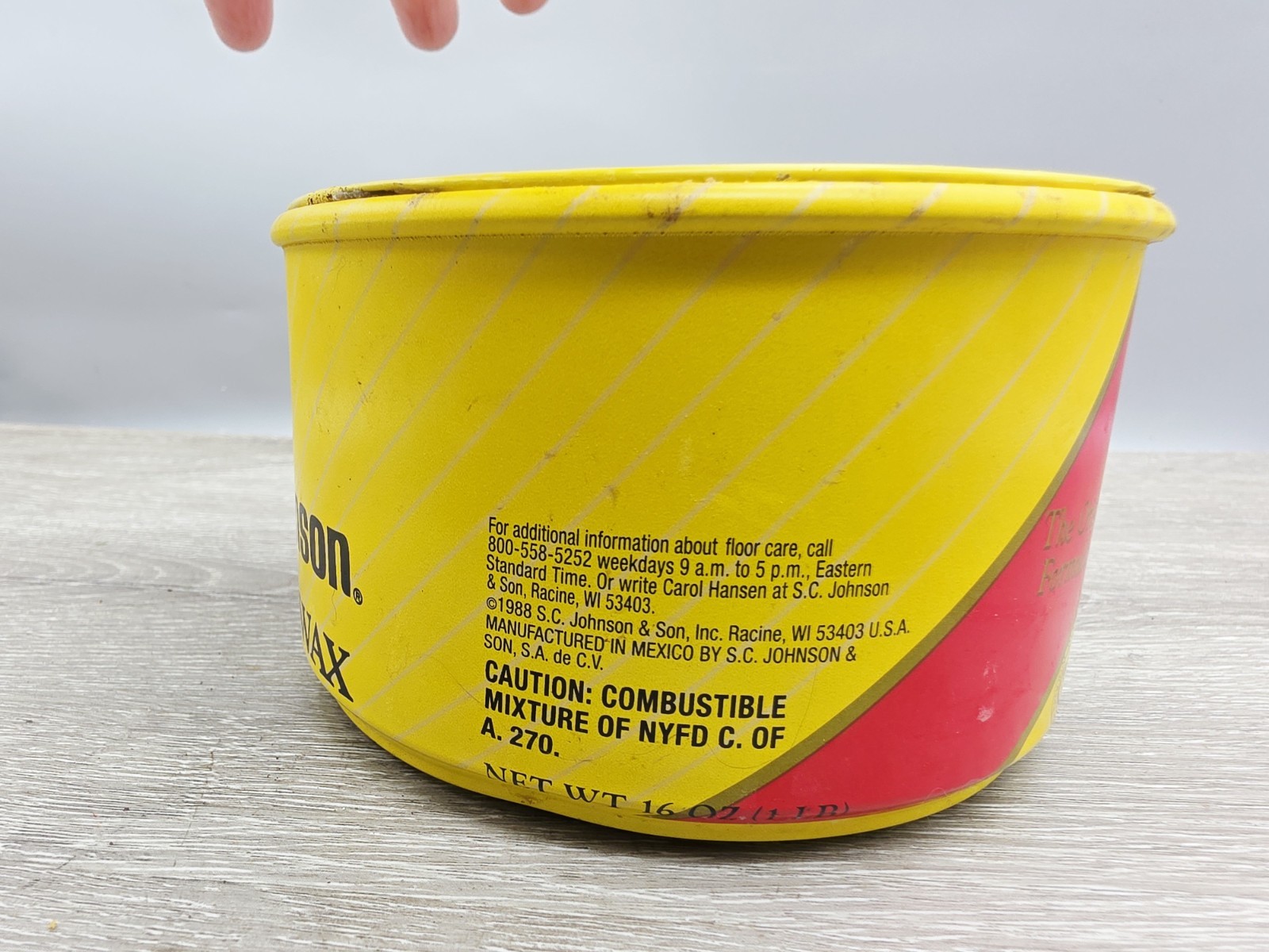 SC Johnson Paste Wax 16 oz Open Can Discontinued USA. 18 Oz Weight