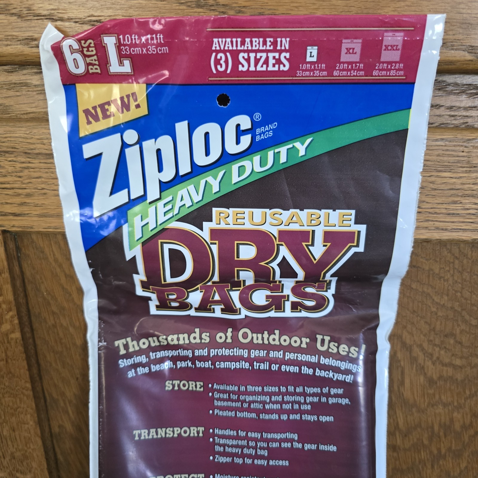 Ziploc Heavy Duty Reusable Dry Bags Size Large 6 Bags 1.1 ft X 1.0 ft Storage