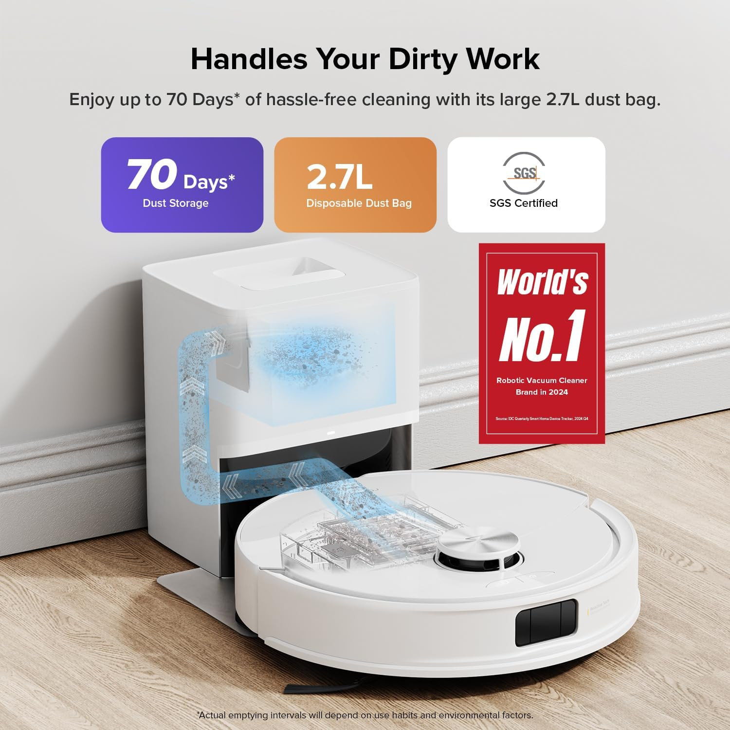 Roborock Q10 S5+ Robot Vacuum and Mop, 10,000Pa Suction, Upgraded from Q8 Max+,