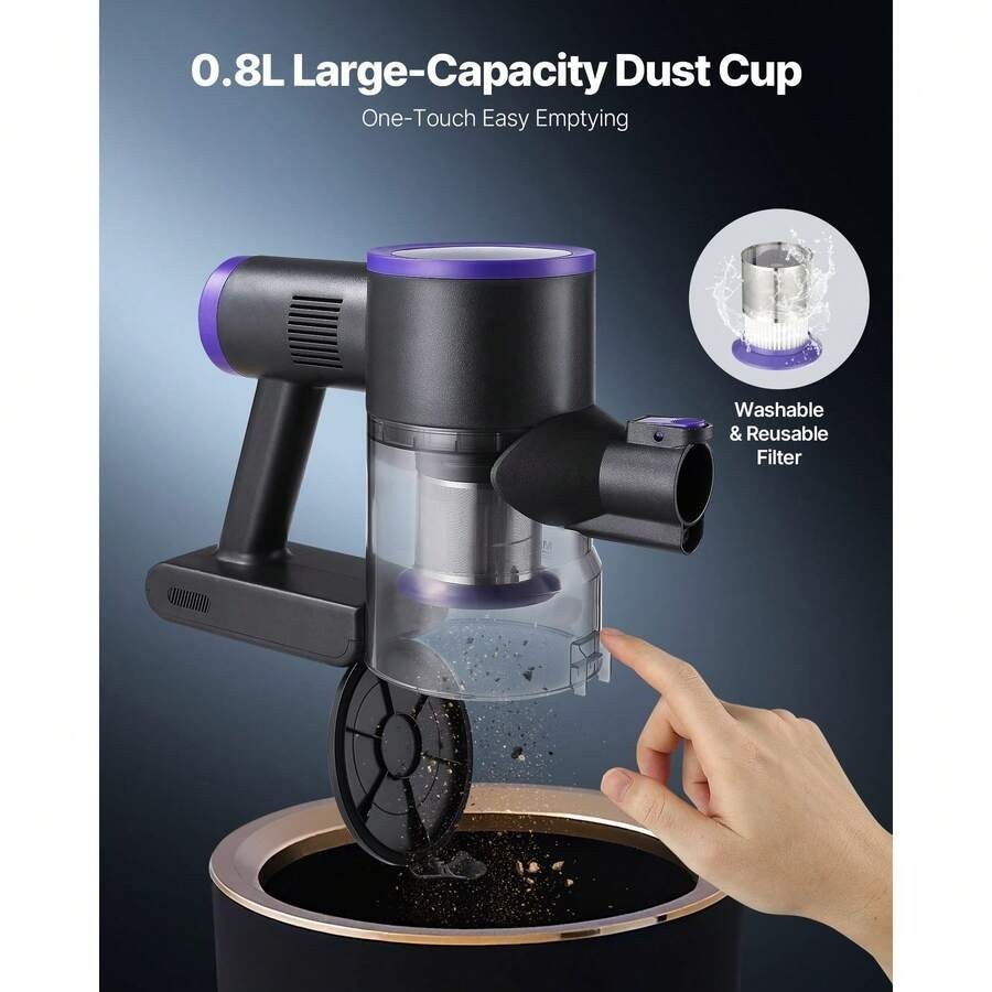 Cordless Stick Vacuum Cleaner 25KPA Suction 35min Runtime For Pet Hair