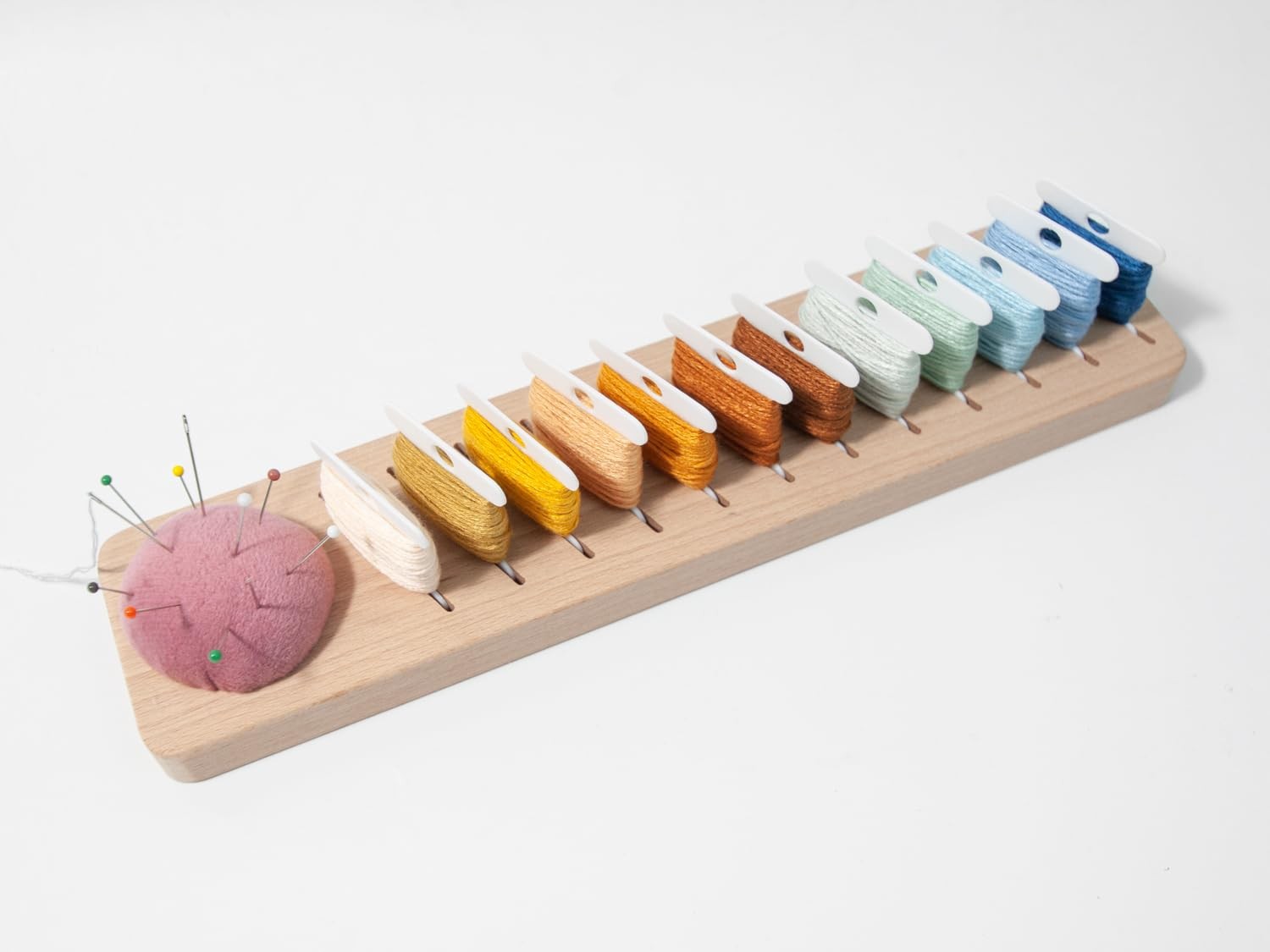 Bobbin Rack Embroidery Floss Beech Wood Organizer Rectangle Thread Holder