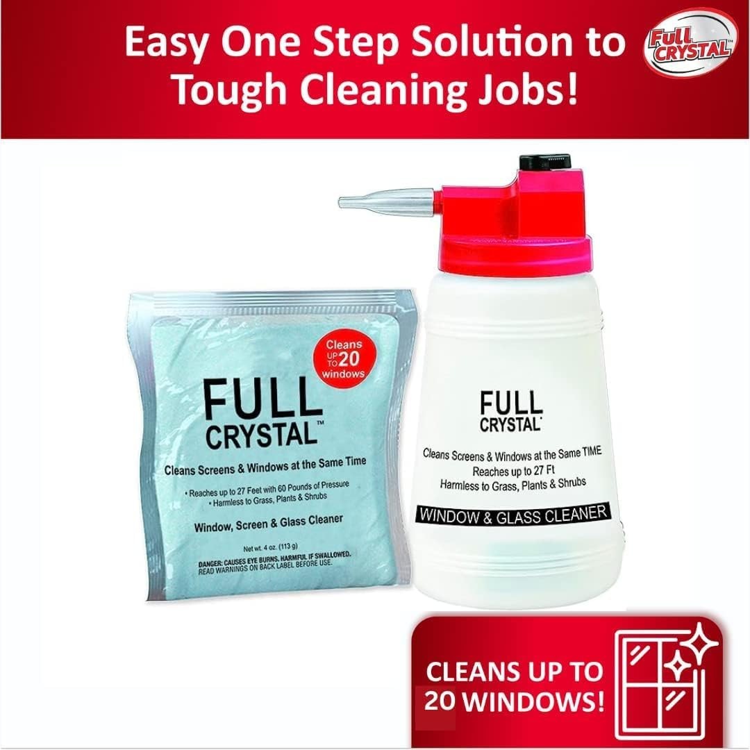 Full Crystal Window Cleaner Refill, 2 x 4oz Powder, Cleans Up 0.5 lb (8 oz)