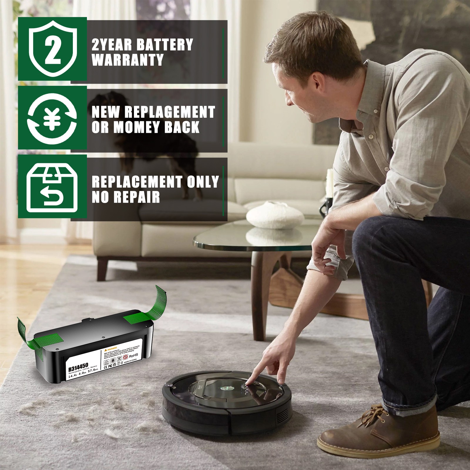 New 14.4 V Battery For iRobot Roomba 695 691 890 877 800 900 960 965 966 652 640