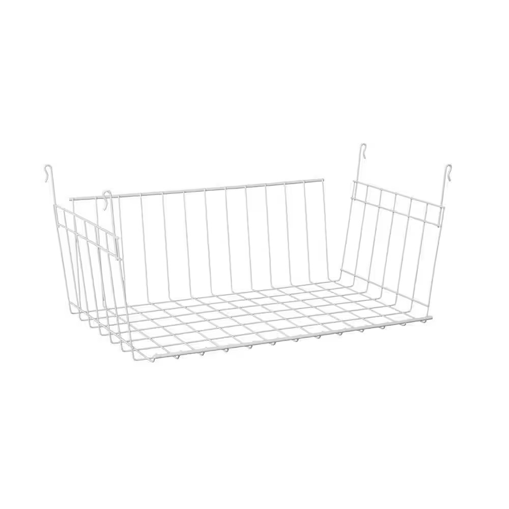 7.8 In. H X 17 In. W White Steel 1-Drawer Wide Mesh Wire Basket