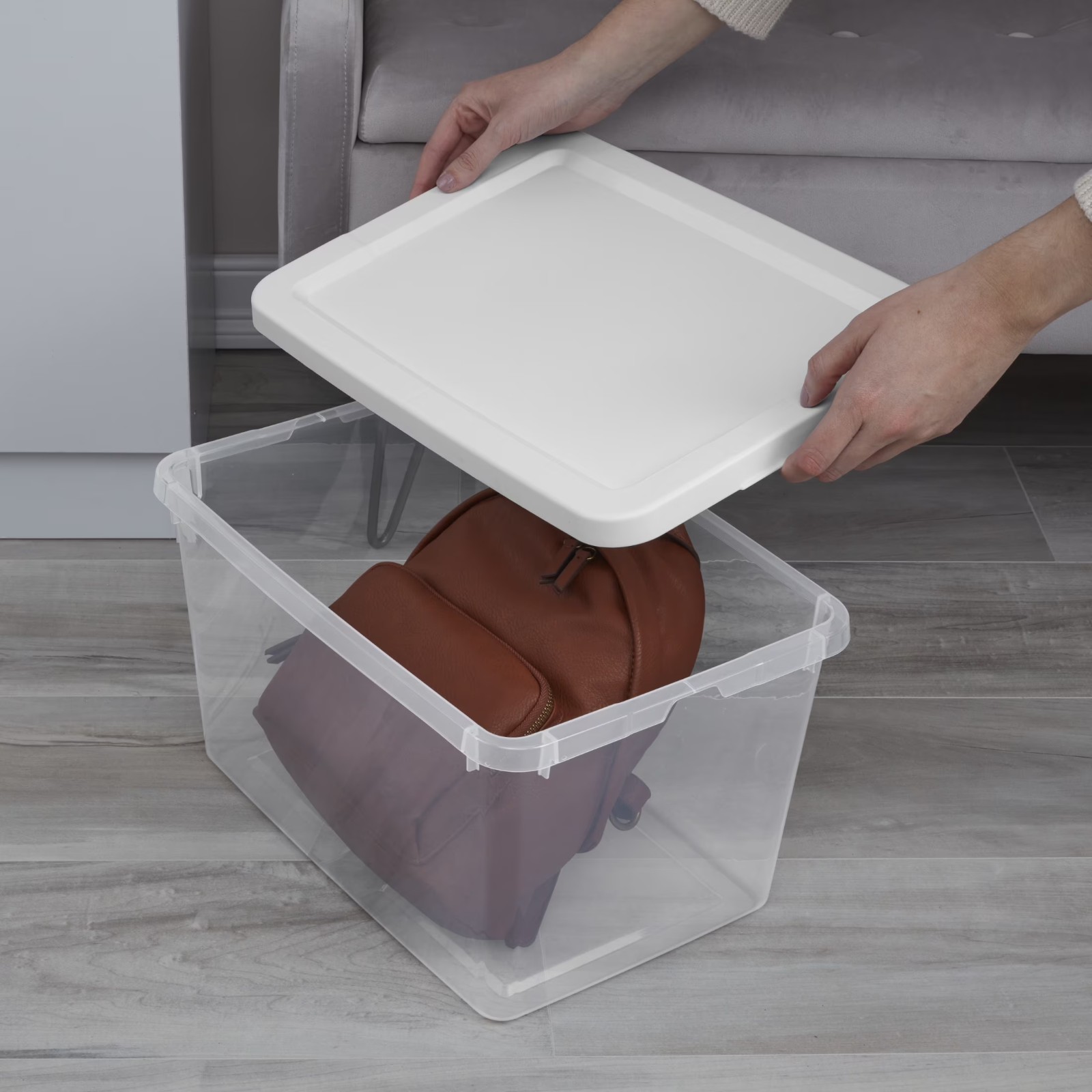 Sterilite 20 Quart Small Storage Bin Plastic Container with Snap On Lid 2pk
