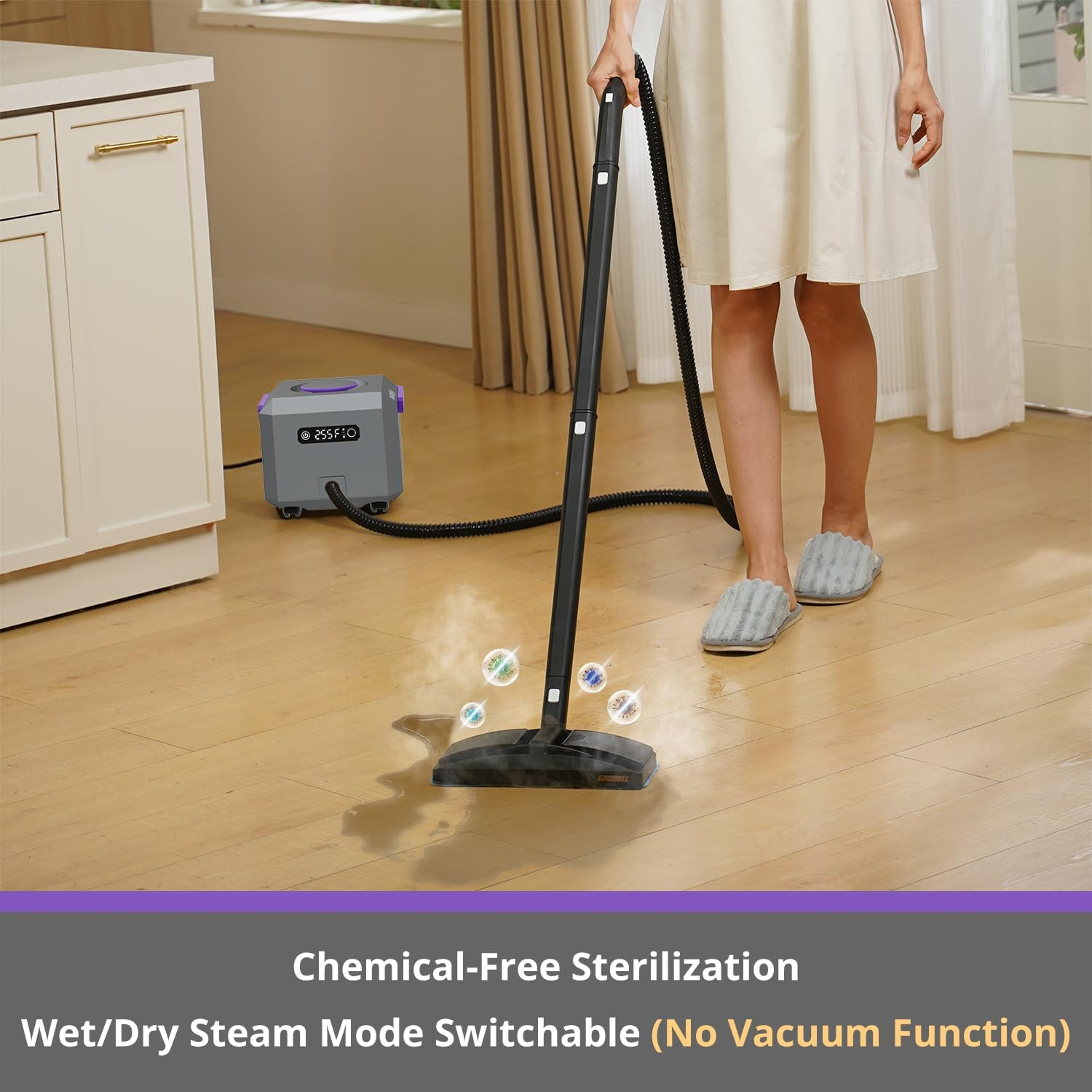 Steam Cleaner: 1650W, Fast 50-Sec Heat-Up Refill Anytime-No Cooling-Detachable H
