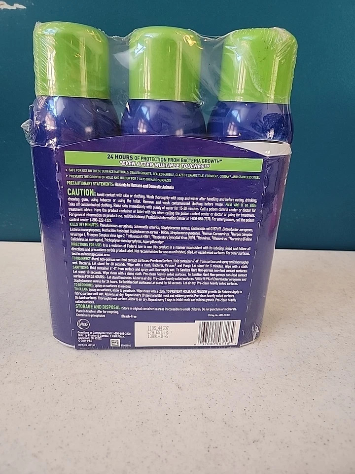 Microban 24 Hr Sanitizing Spray, Kills 99.9% Bacteria, Fresh Scent, 15oz, 3 pack