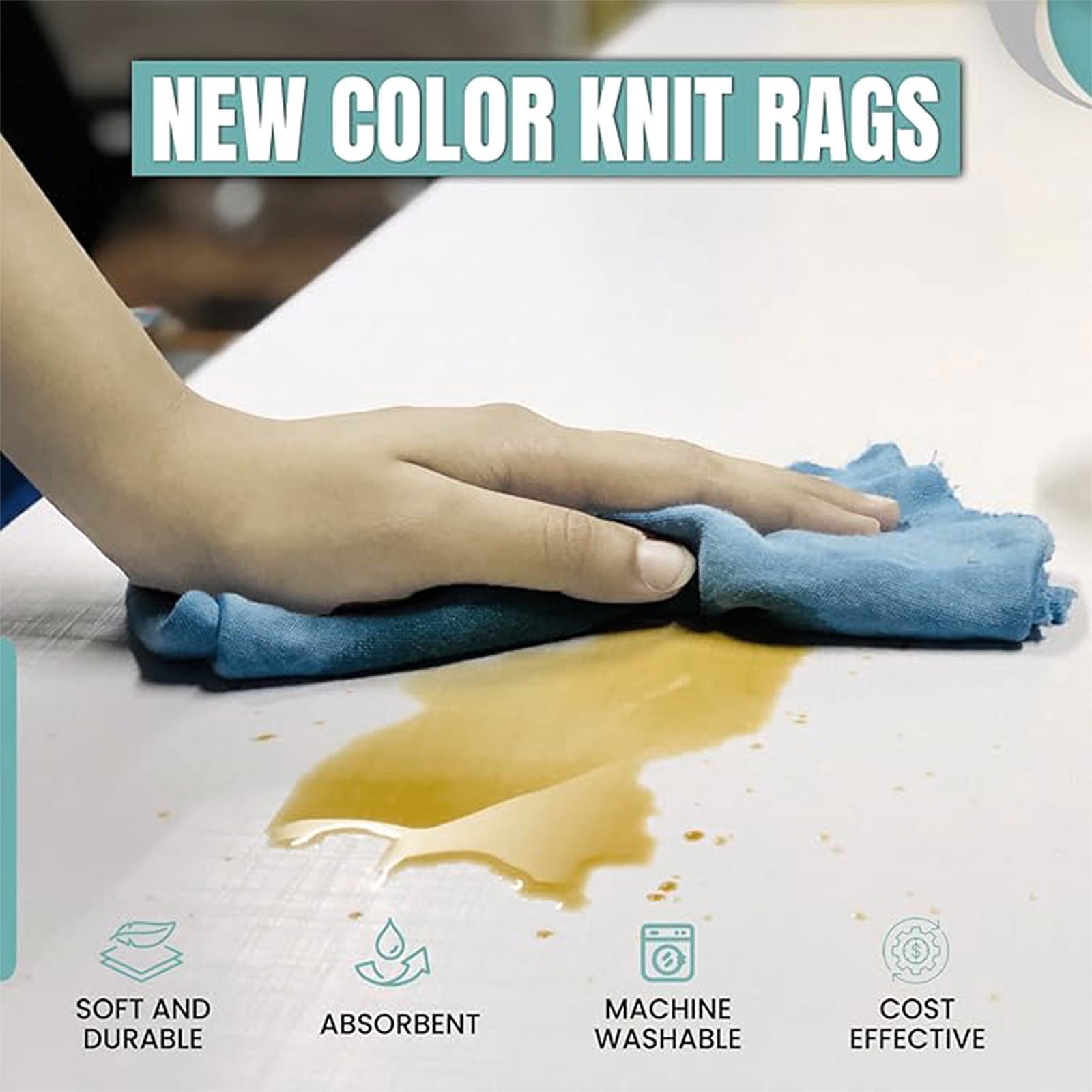 Premium Colored Knit Rags, Bulk Cleaning Wipes for Multipurpose Use – Bags
