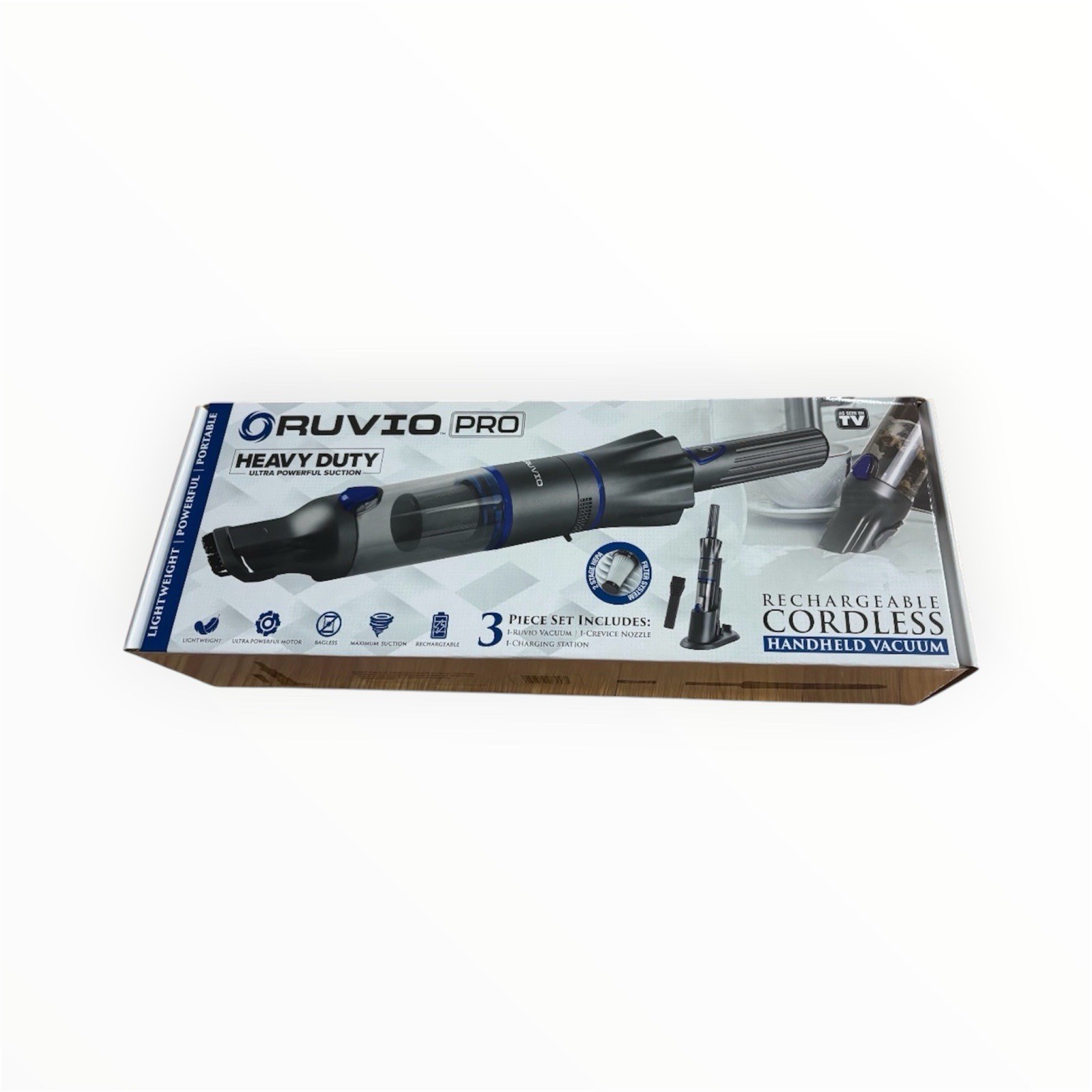 New – Ruvio Pro Cordless Hand Vacuum 17” Portable Cleaner for Home and Car Use