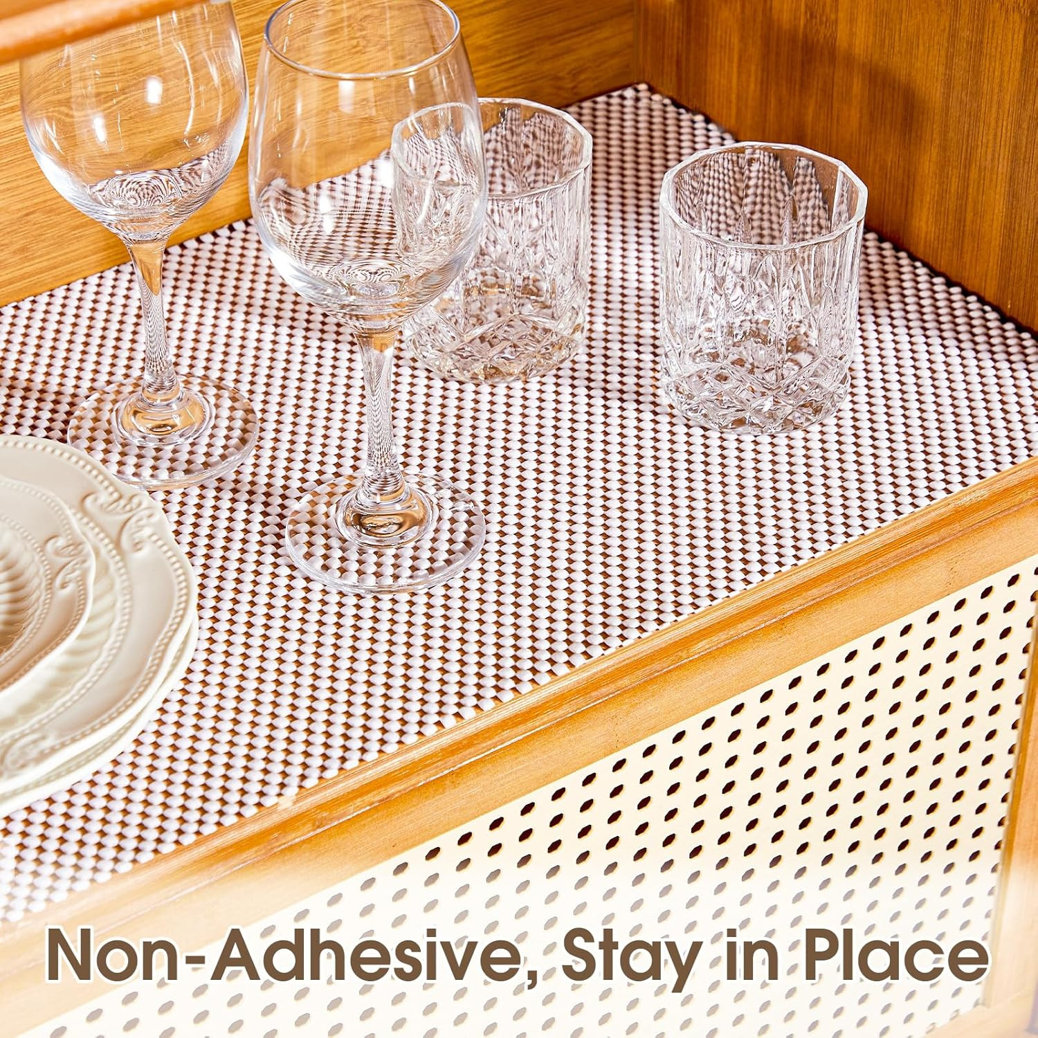 Shelf Liner for Kitchen Cabinet, Drawer Liners Non Slip Non Adhesive Thick Mat,