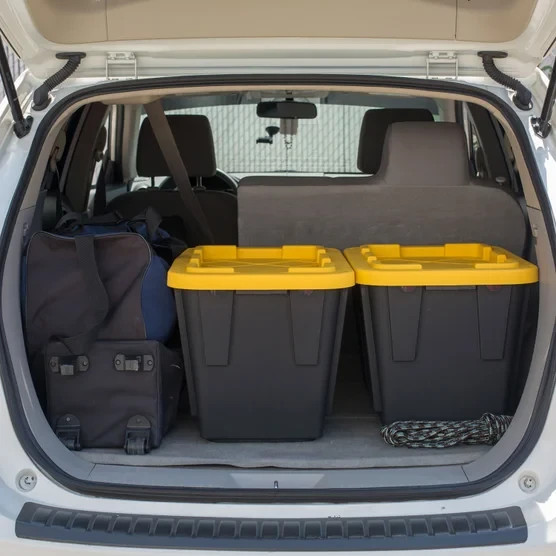 PLASTIC CONTAINERS BIN STORAGE BINS WITH LIDS STACKABLE TOTES 12 GALLON TUBS 4PK