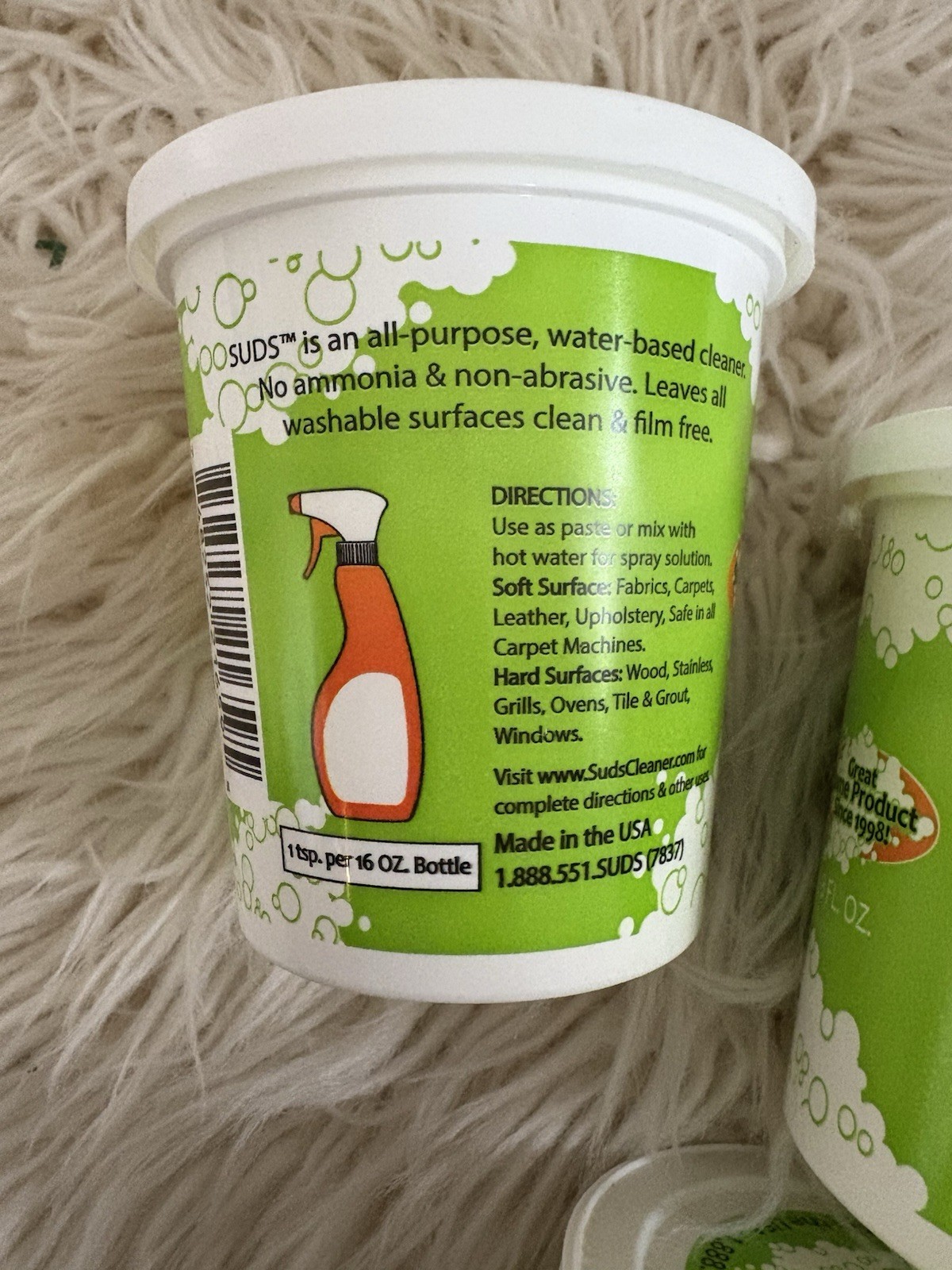 SUDS ALL PURPOSE NON-TOXIC Bio-Degradable CLEANER 8oz NEW 6 Jars Plus Specialty