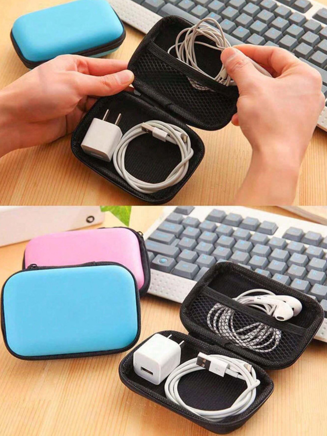 1 pc Portable Zipper Storage Bag for Cables, Chargers & Electronic Accessories
