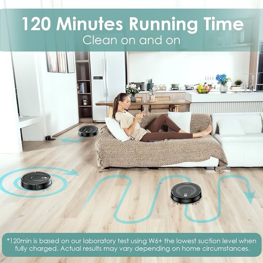 Robot Vacuum, 100 Mins Runtime, Slim, Quiet, Automatic Robotic Vacuum Cleaner