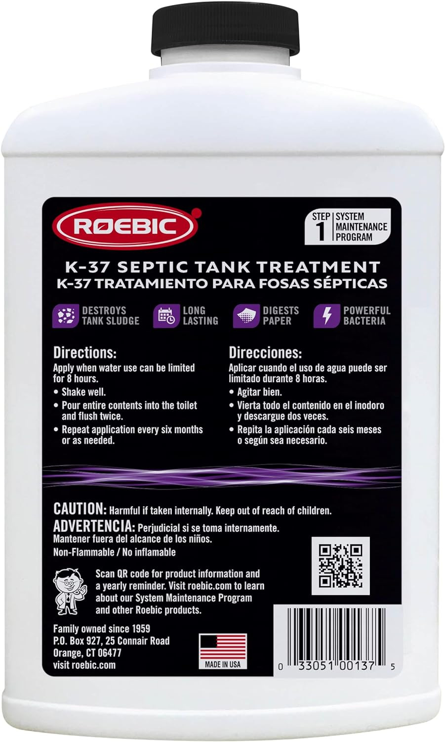 Septic Tank Treatment, Removes Clogs, Eco-Friendly Bacteria Enzymes, 32 Fl Oz