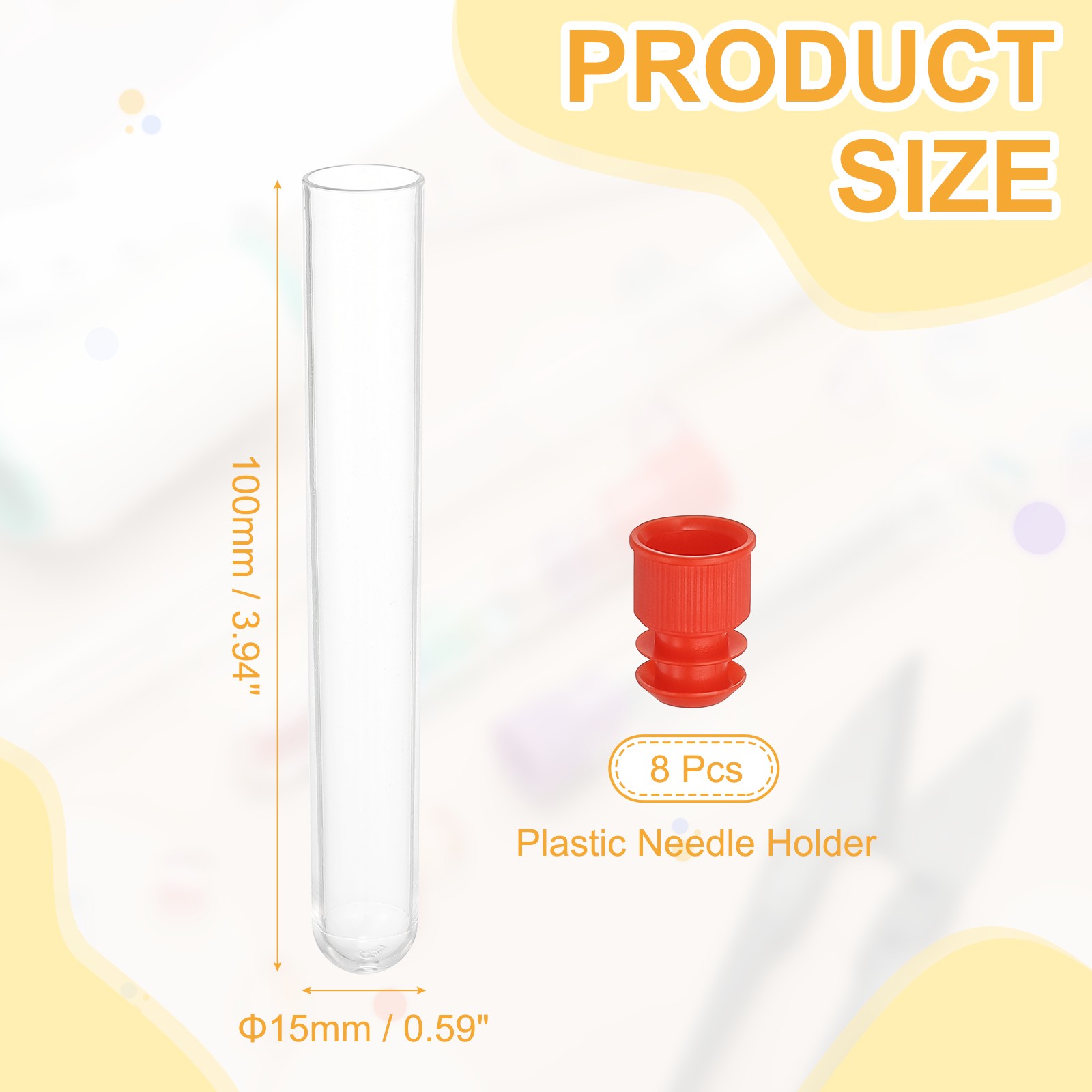 3.9″ Length Plastic Sewing Needle Storage Holder, 8 Pcs Clear Pin Tube Red