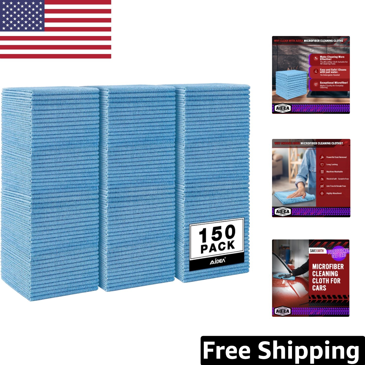 Eco-Friendly 150PK Microfiber Cloths – Soft Lint-Free Rags for All Purposes